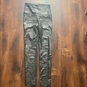 High-waisted leather leggings